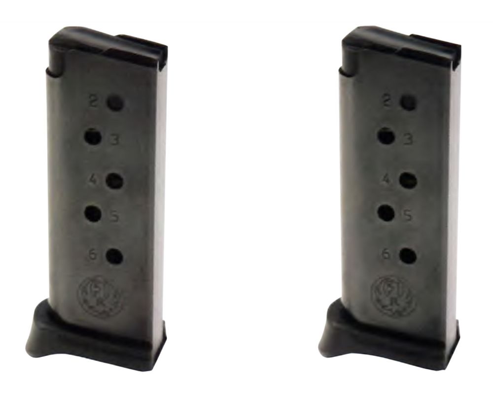 Ruger LCP Black .380 Auto 6-Round Magazine Extended Floorplate Blued Steel