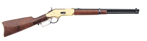 Uberti 1866 Yellowboy Carbine .45 Colt Brass Frame, Blued Barrel, Brass Buttplate, Case-Hardened Lever Lever Action Rifle
