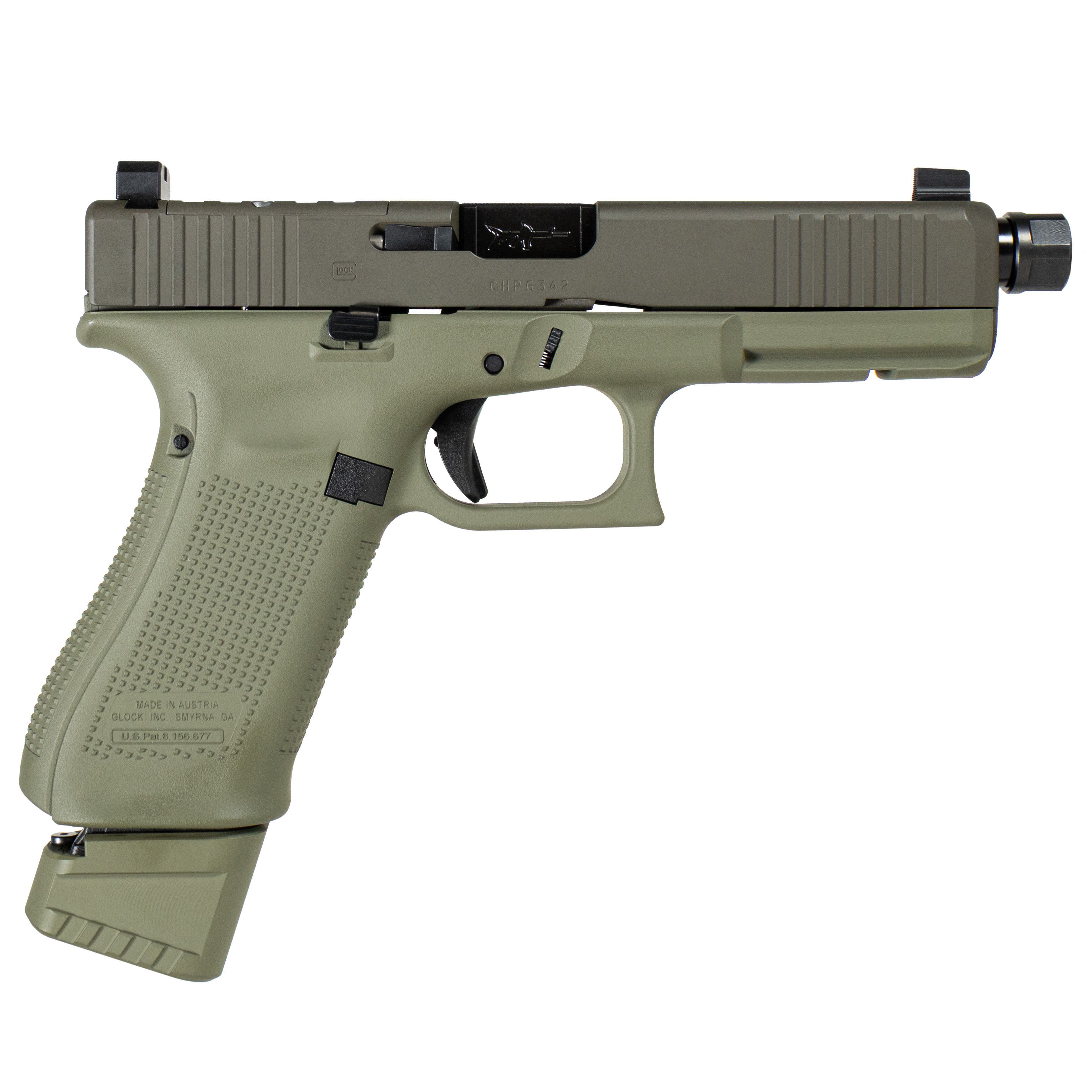 Glock 17V C4 Optics Cut With Suppressor Height Sights 9mm OD Green Frame With Black Barrel Pistol