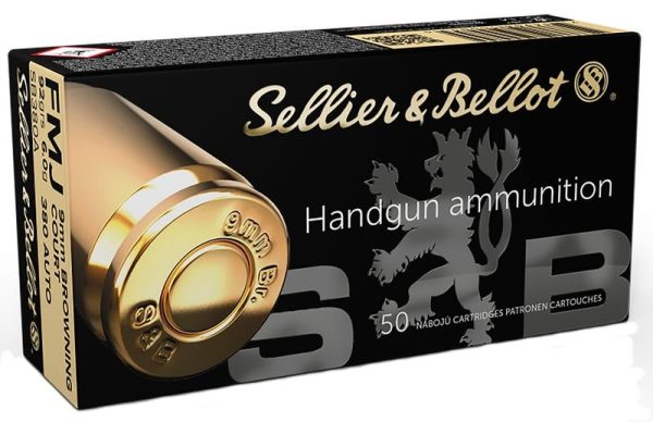 SELLIER AND BELLOT CENTERFIRE HANDGUN BRASS .380 AMMO 92-GRAIN 50-ROUNDS FMJ