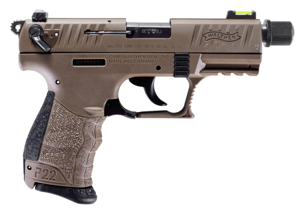 WALTHER P22 Q FLAT DARK EARTH .22 LR 3.42" BARREL 10-ROUNDS FIBER OPTIC FRONT SIGHT