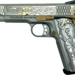 SMITH AND WESSON 1911 E-SERIES "VIKING" GOLD INLAY ON STAINLESS .45 ACP 5" 8RDS GRABAGUN EXCLUSIVE