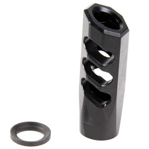 F1 Firearms 5.56 NATO Angle Faced Compensating Muzzle Brake with Black Nitride Finish