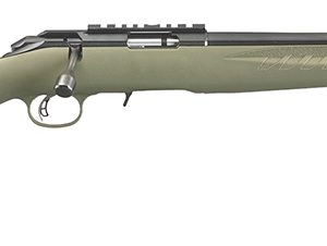 Ruger 8335 American Rimfire Sports South Exclusive Full Size 22 WMR 9+1 18″ Satin Blued Threaded Barrel & Alloy Steel Receiver w/Scope Rail, Green Fixed Synthetic Stock, Right Hand